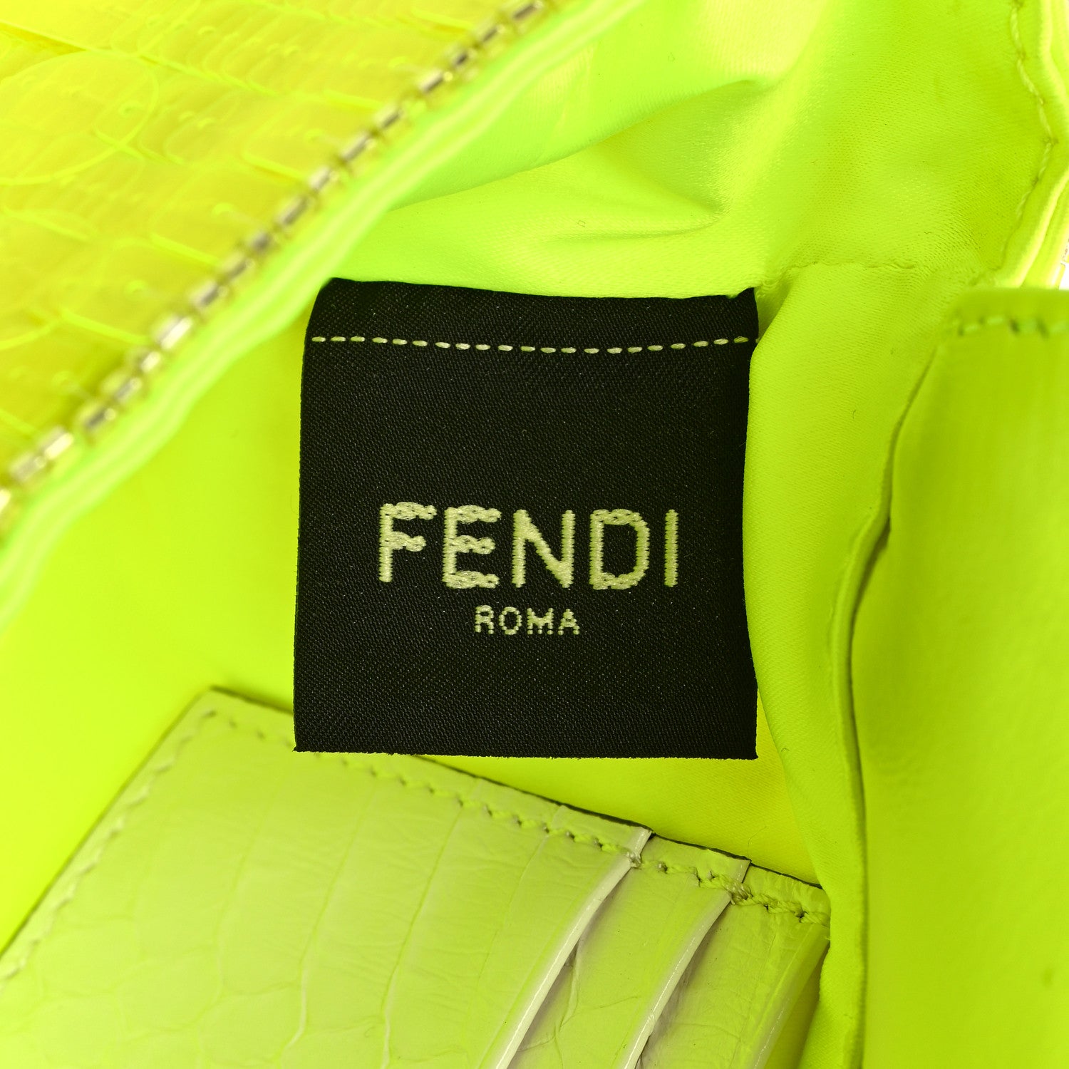 Fendi Transparent Paillettes Elaphe Mini Baguette Yellow Fluo Avorio 6 of 10
