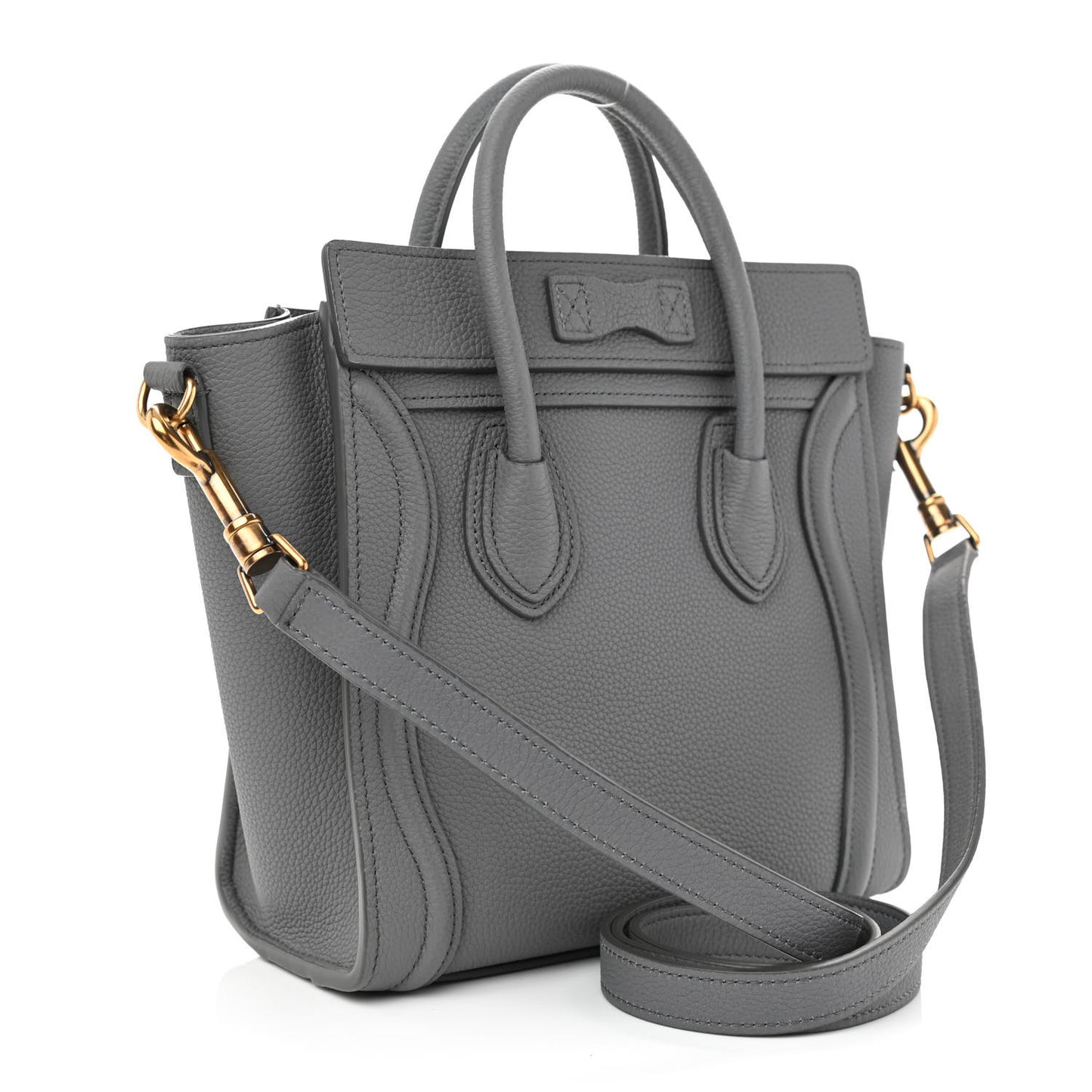 Drummed Calfskin Nano Luggage Kohl