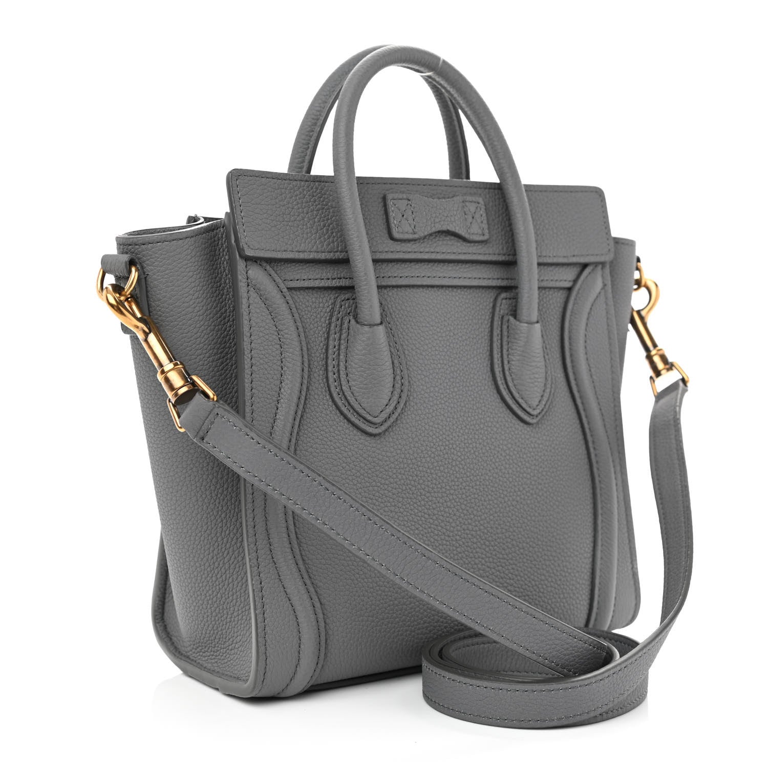 Celine Drummed Calfskin Nano Luggage Kohl 2 of 8