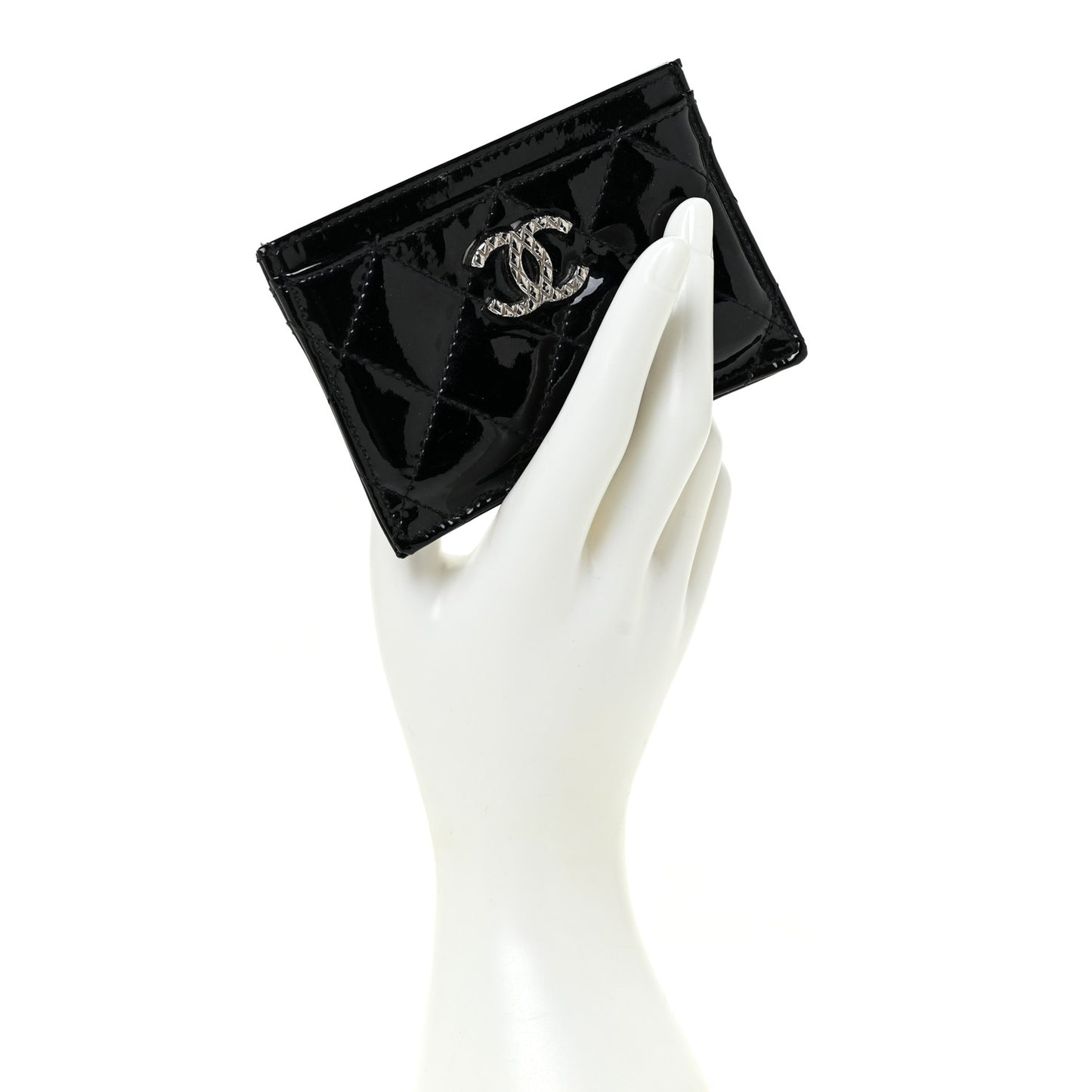 Patent Quilted Brilliant Card Holder Black