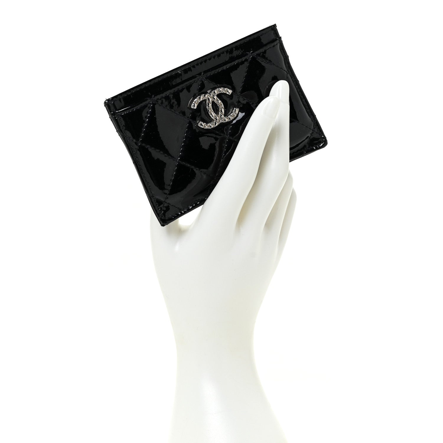 Chanel Patent Quilted Brilliant Card Holder Black 2 of 14