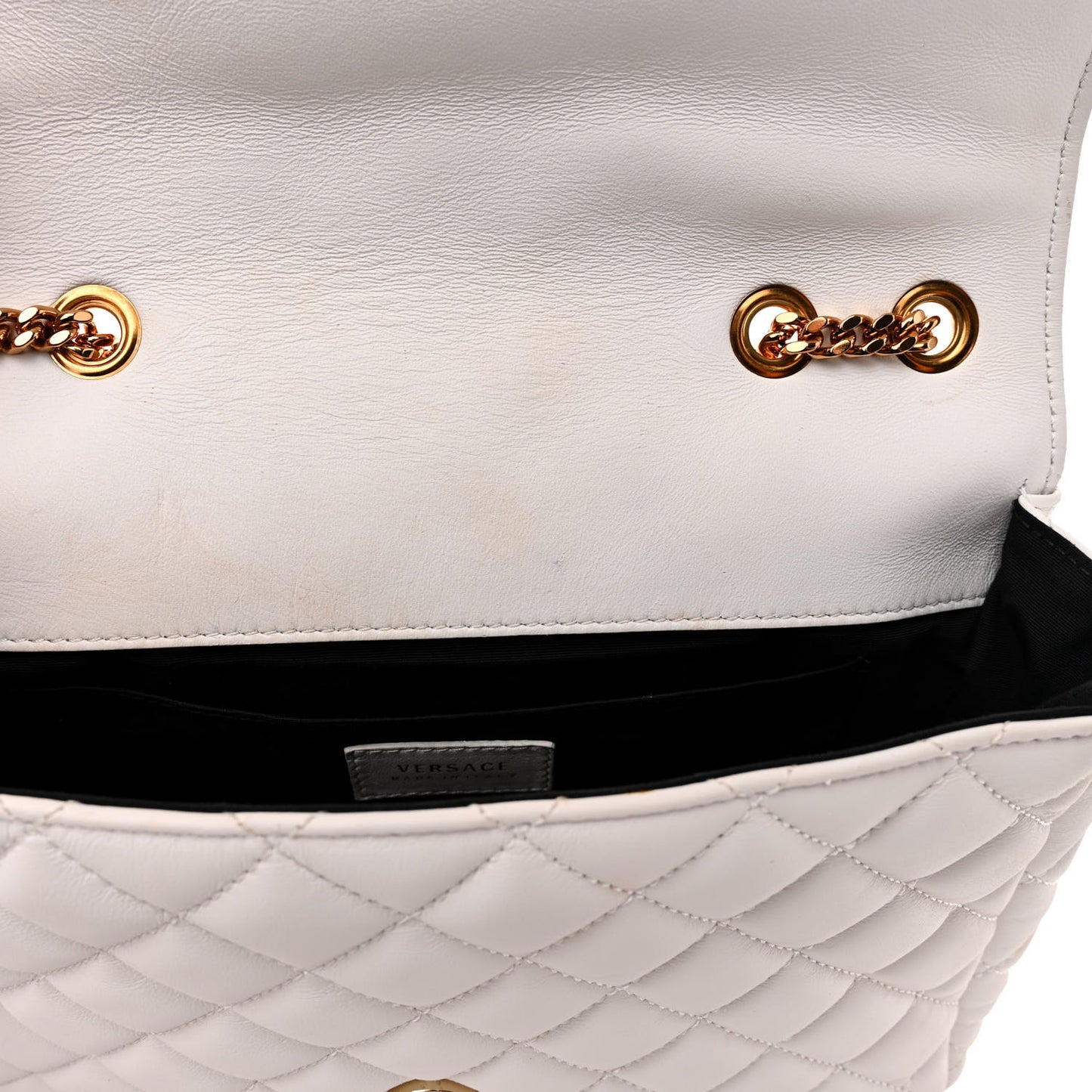 Nappa Quilted La Medusa Chain Crossbody White