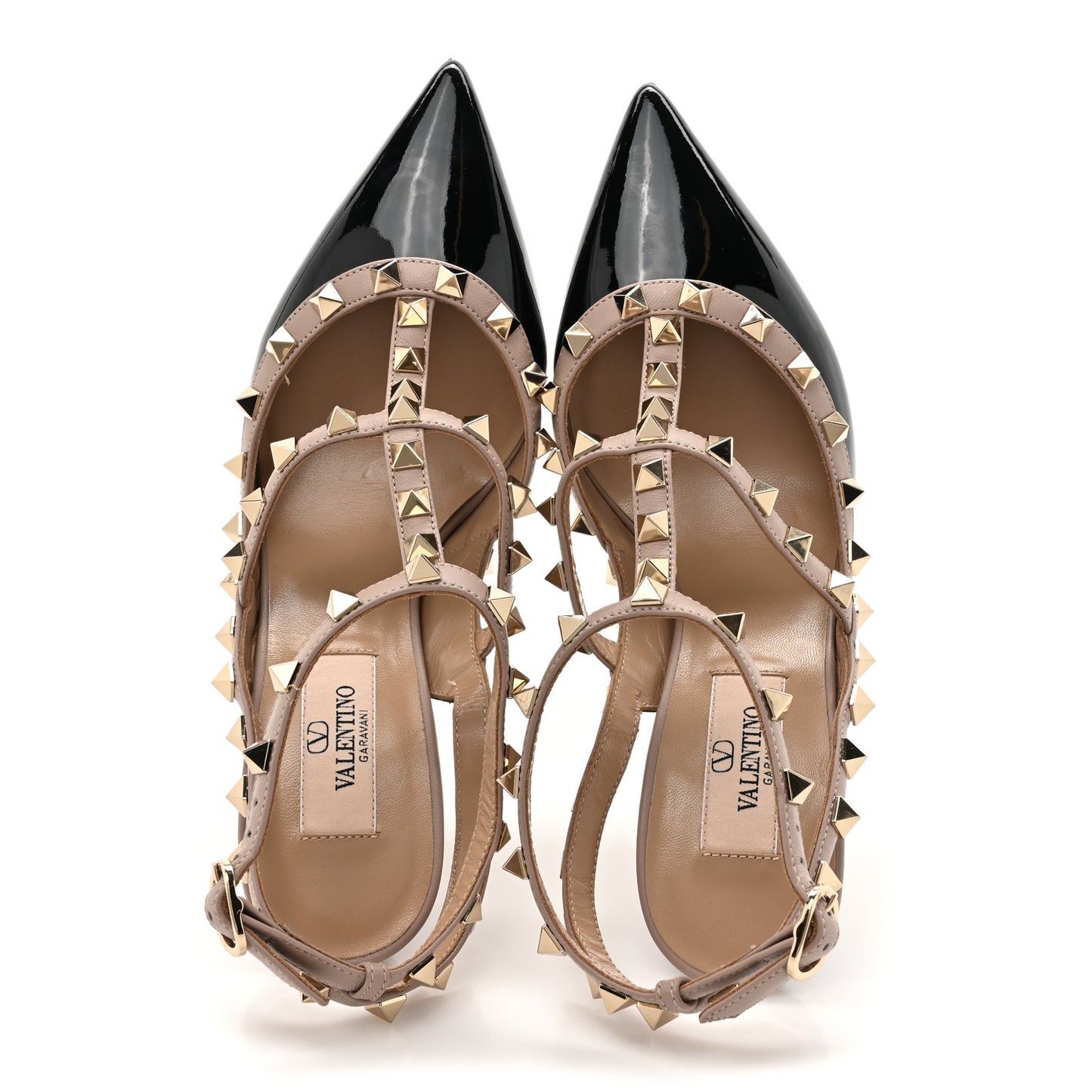 Patent Nappa Rockstud Ankle Strap 100mm Pumps 37 Black Poudre