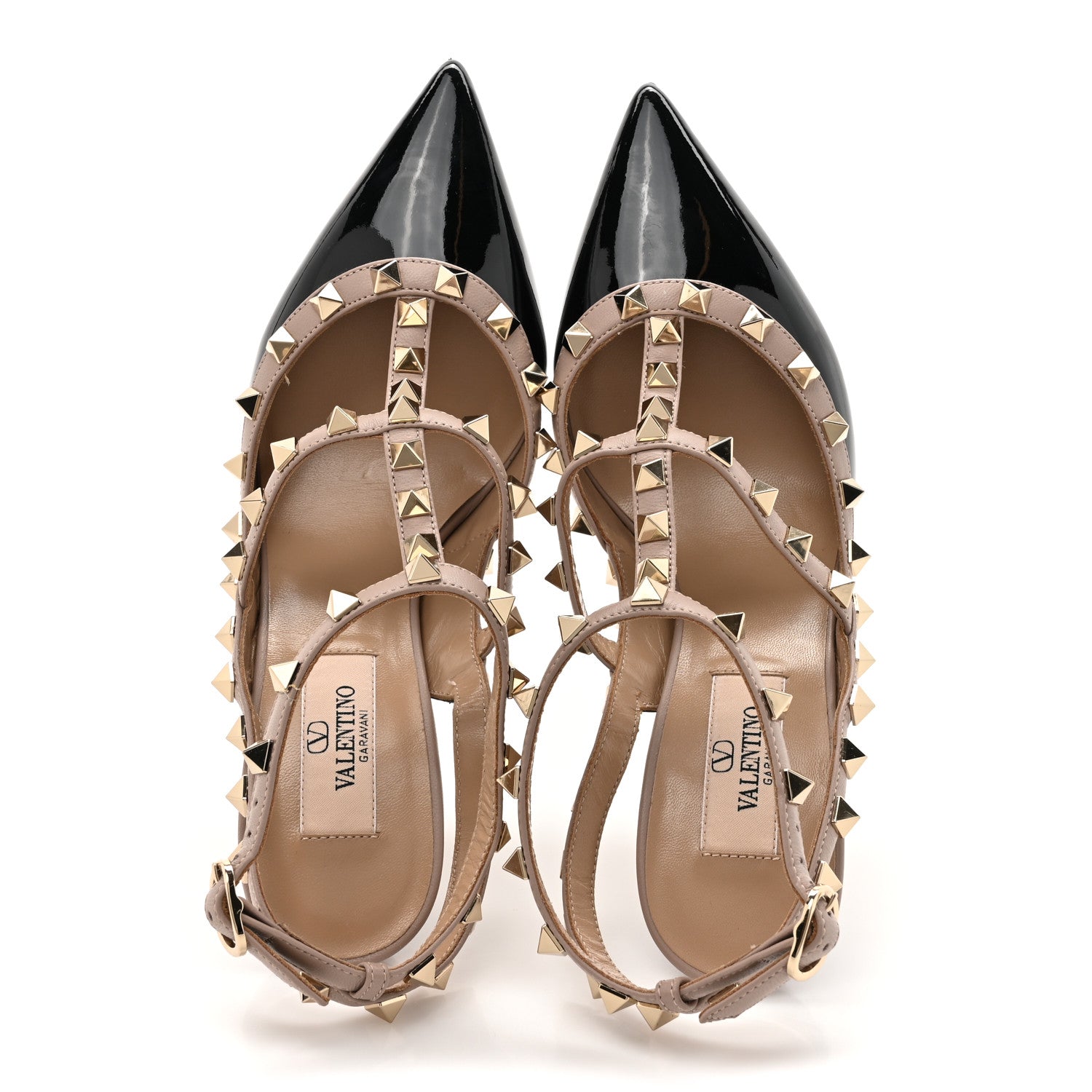 Valentino Garavani Patent Nappa Rockstud Ankle Strap 100mm Pumps 37 Black Poudre 2 of 12