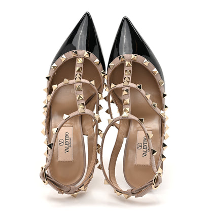 Valentino Garavani Patent Nappa Rockstud Ankle Strap 100mm Pumps 37 Black Poudre 2 of 12