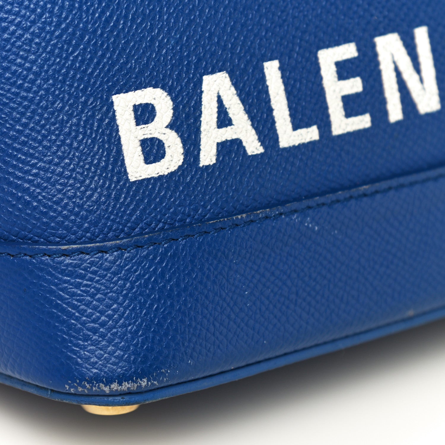 Balenciaga Signature Grained Calfskin Logo XXS Ville Top Handle Bag Bleu Roi White 12 of 20