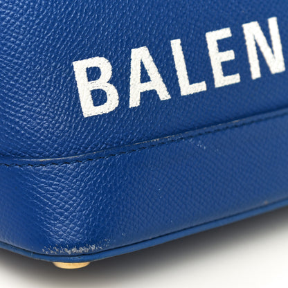 Balenciaga Signature Grained Calfskin Logo XXS Ville Top Handle Bag Bleu Roi White 12 of 20