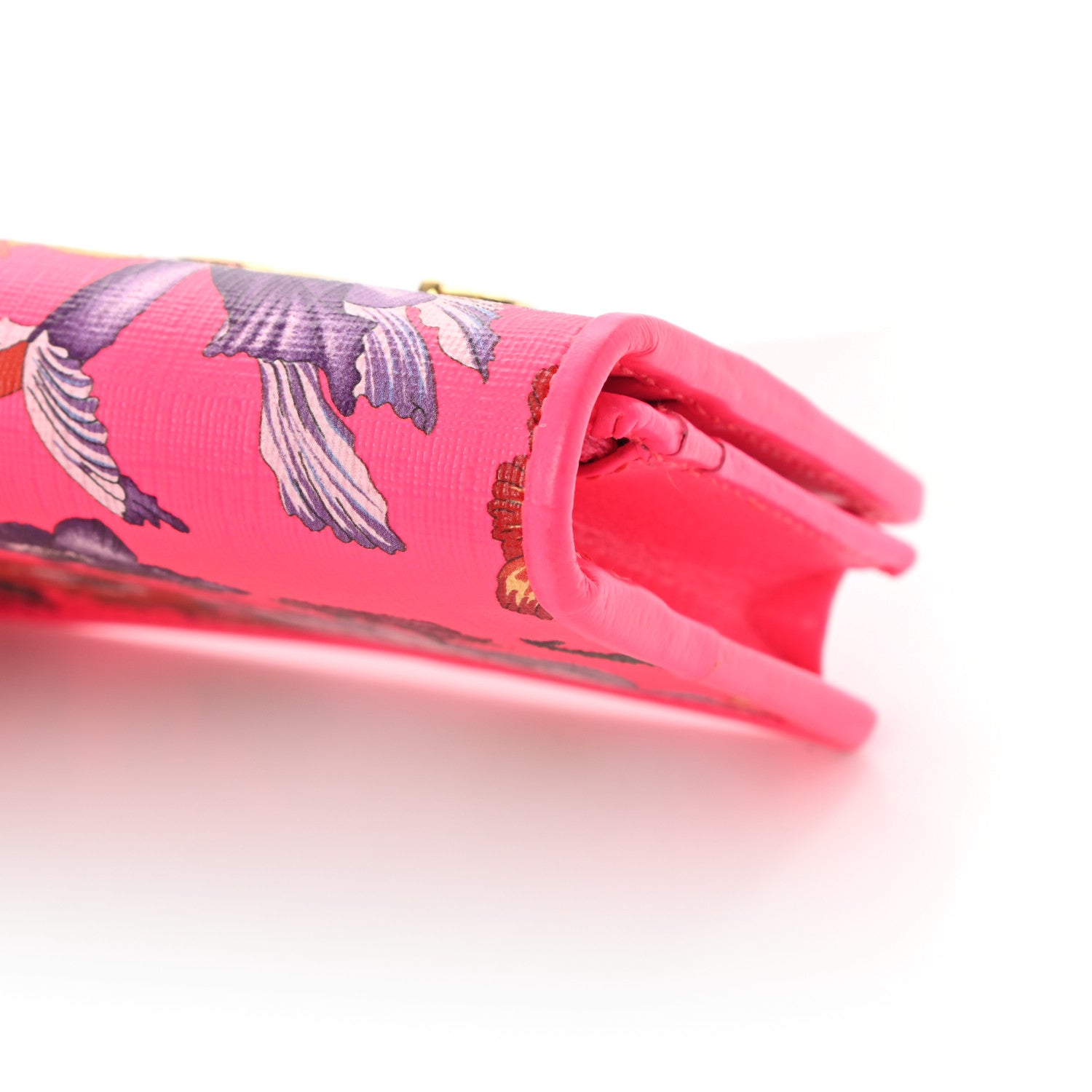Gucci Calfskin Flora Print Zumi Card Case Fuxia Fluo 10 of 12