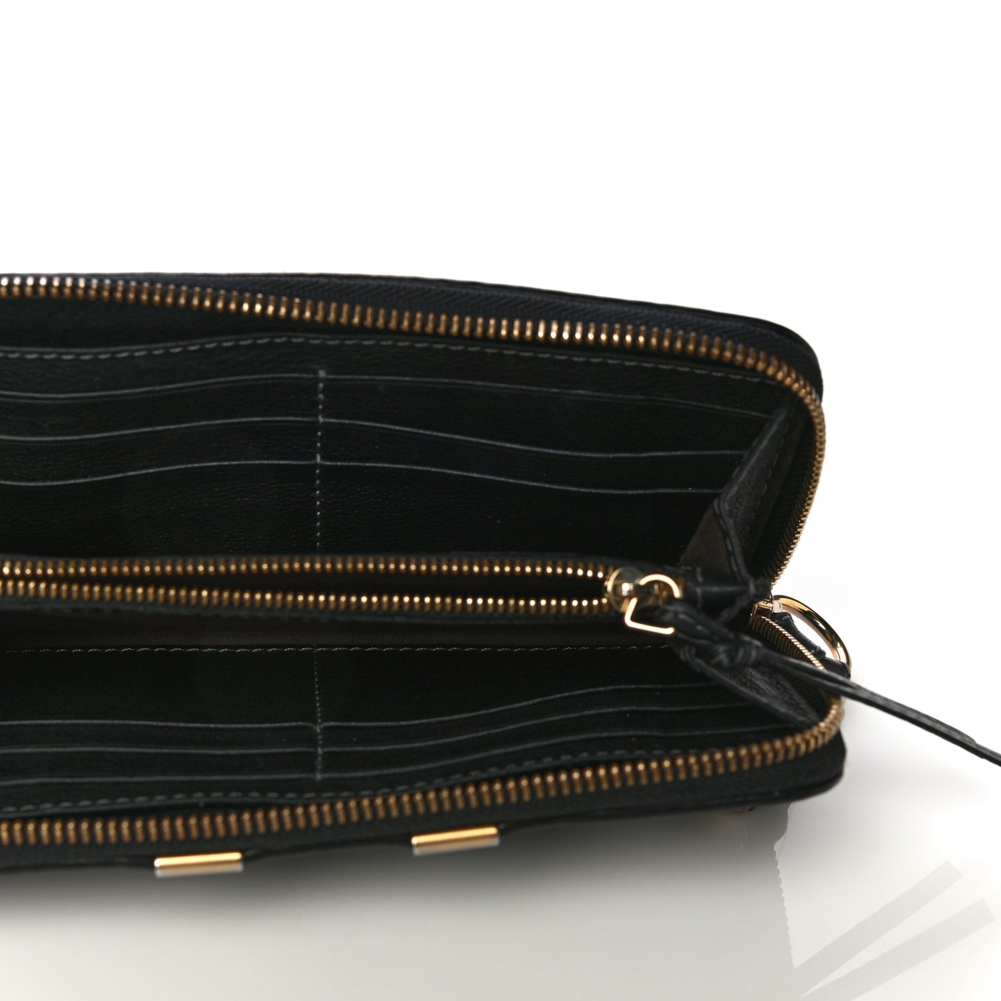 Grained Calfskin Marcie Long Zip Around Wallet Black