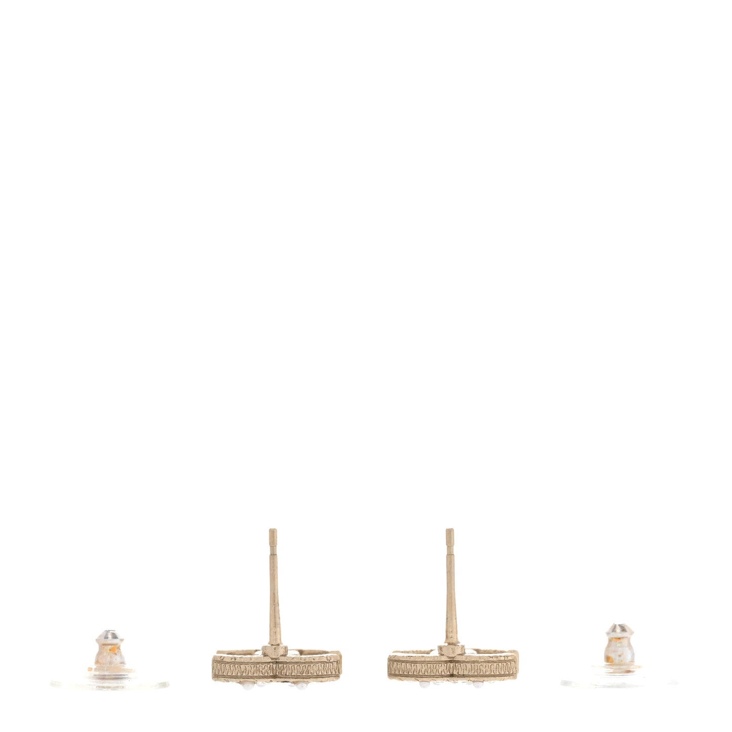 Pearl Crystal CC Charms Stud Earrings Light Gold