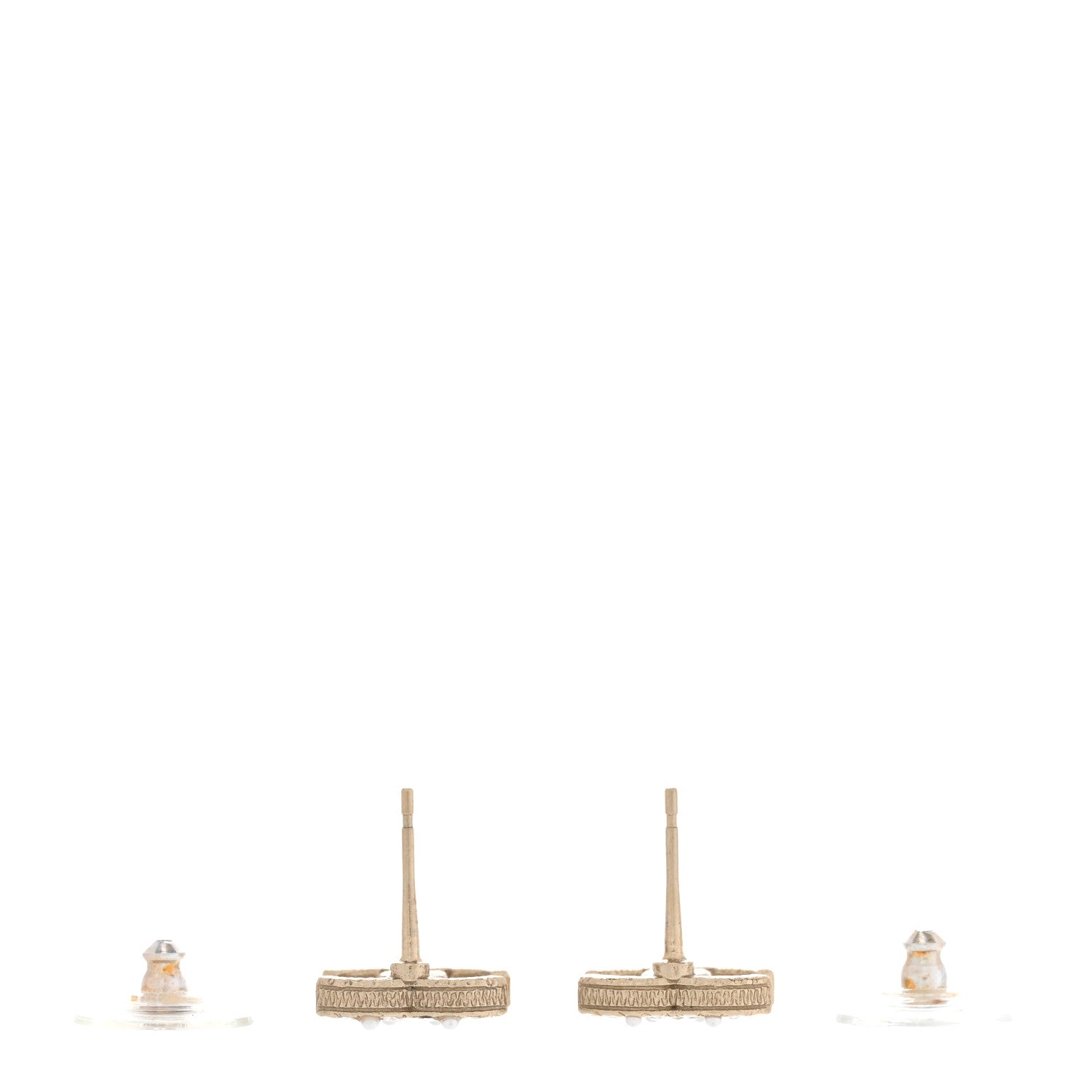 Chanel Pearl Crystal CC Charms Stud Earrings Light Gold 3 of 5