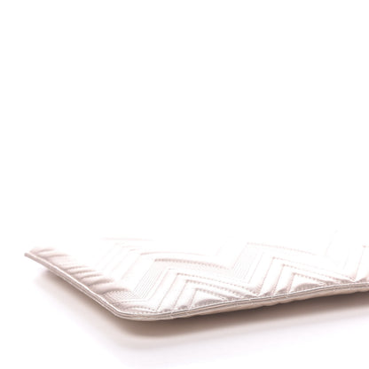 Chanel Metallic Lambskin Chevron Quilted Medium Cosmetic Case Light Pink 8 of 10