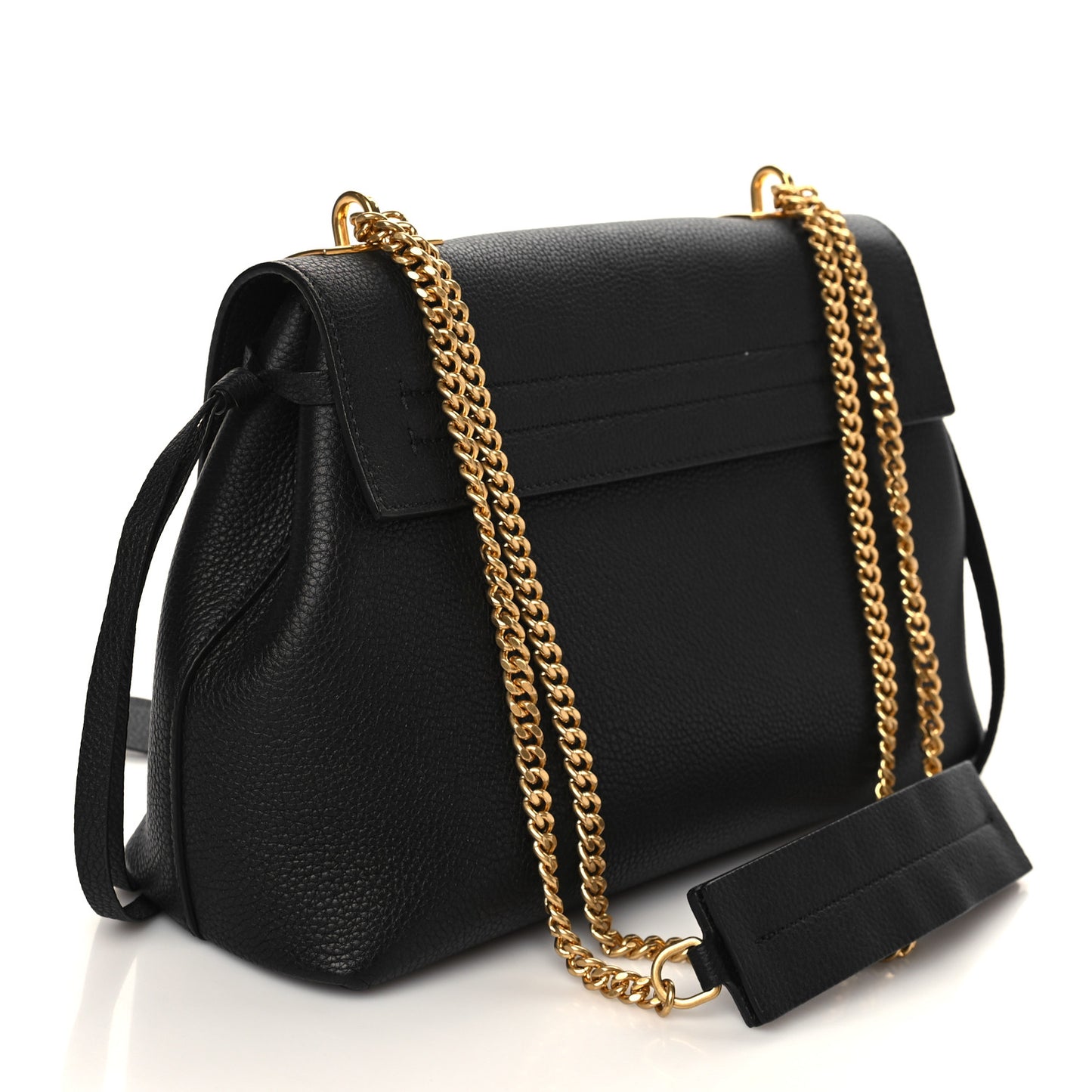 Pebbled Calfskin Small VRing Chain Shoulder Bag Black