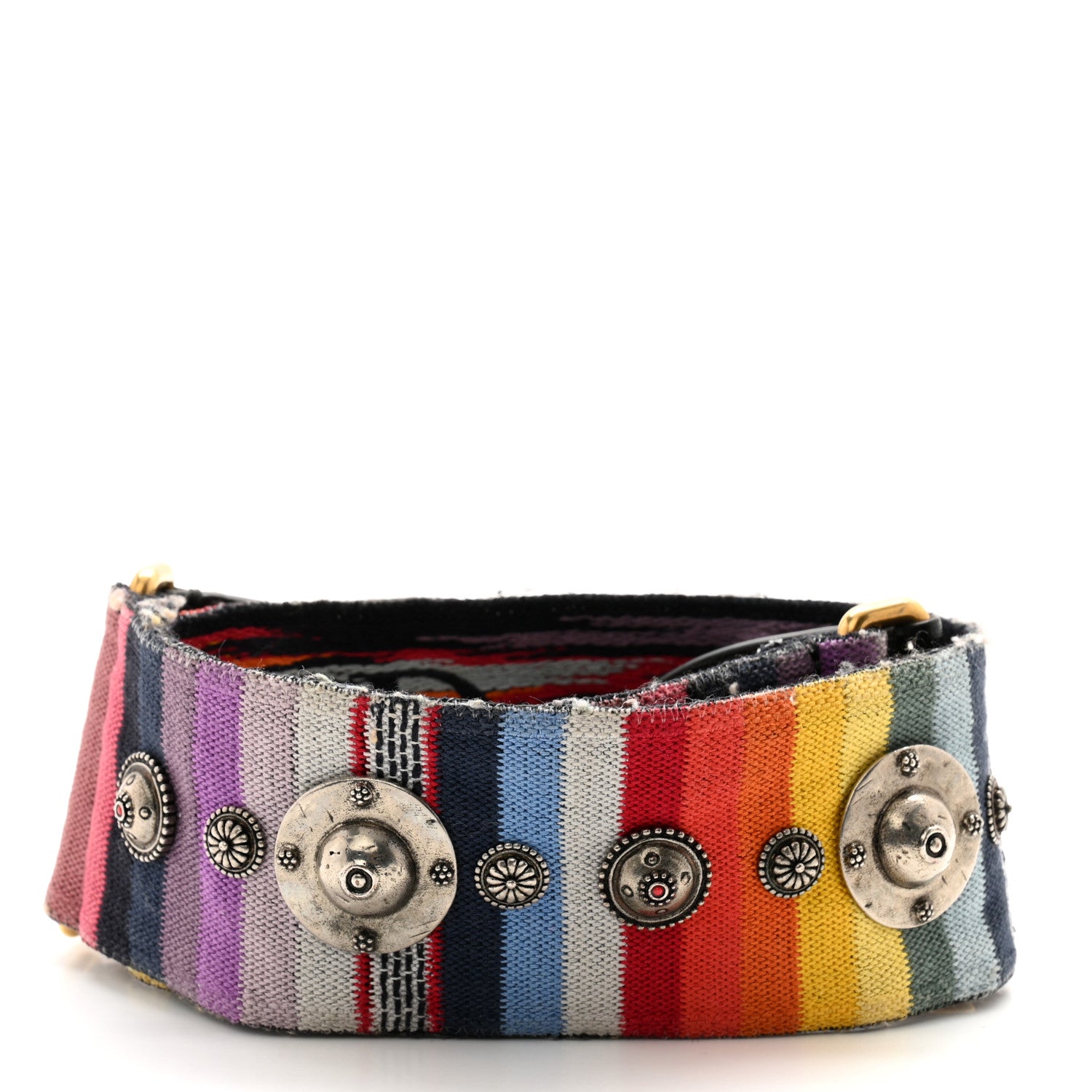 Christian Dior Canvas Embroidered Studded Rainbow Shoulder Strap 2 of 8