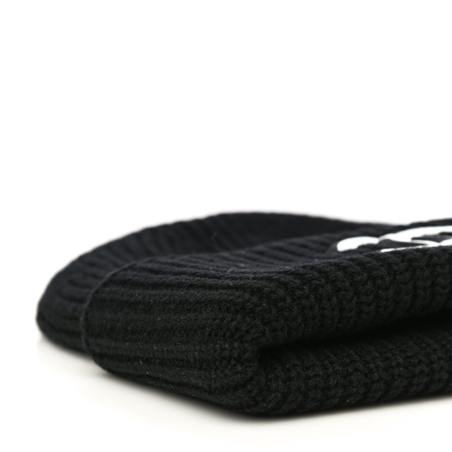 Chanel Wool Cashmere CC Beanie Hat Black White 7 of 8