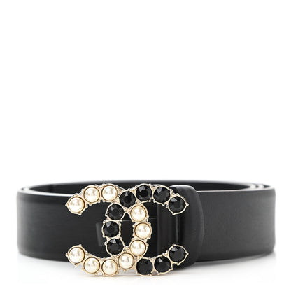 Chanel Calfskin Pearl Crystal CC Belt 85 34 Black 1 of 5