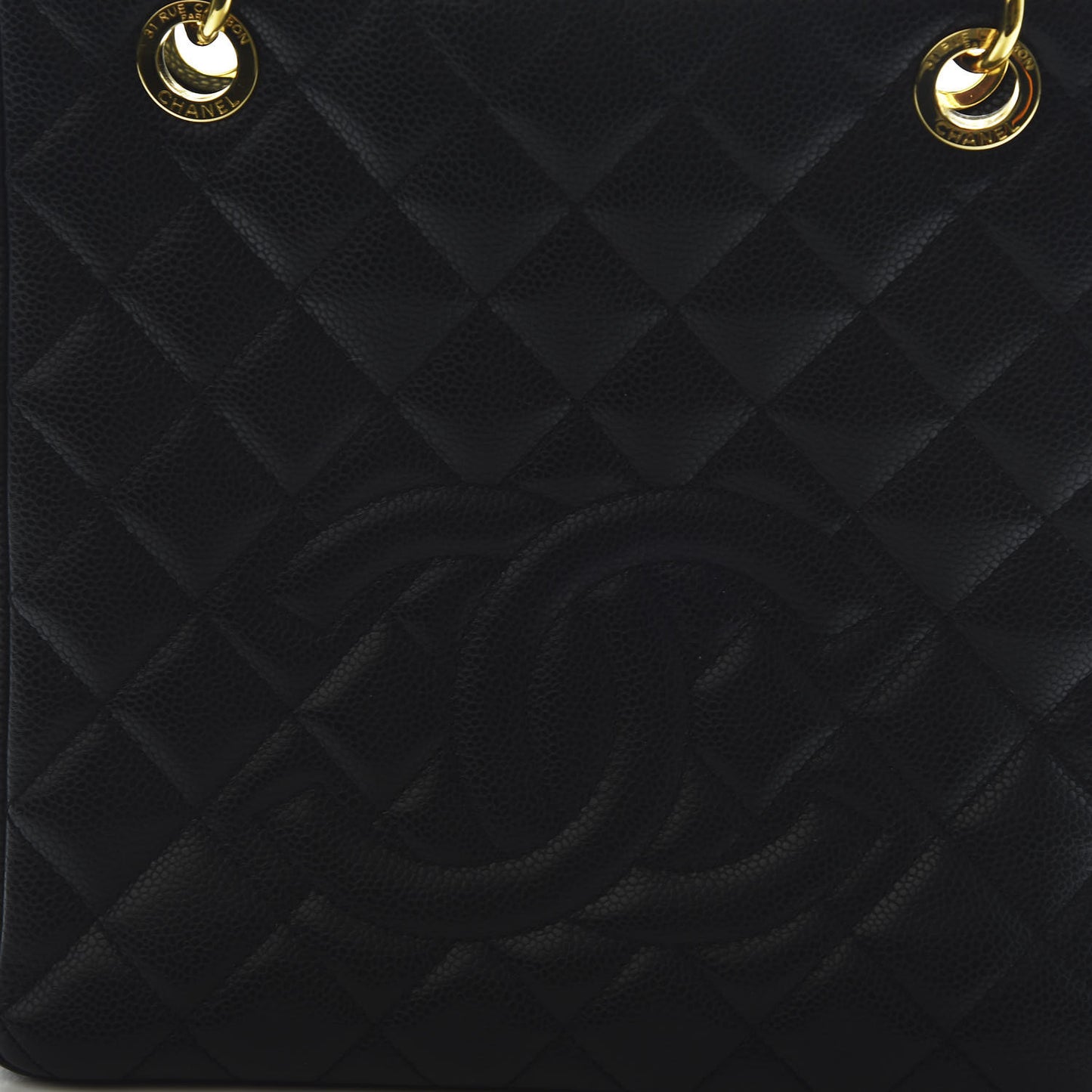 Caviar Quilted Petit Shopping Tote PST Black