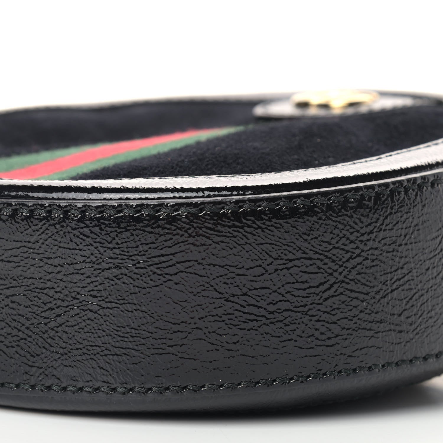 Gucci Suede Patent Web Mini Ophidia Round Shoulder Bag Black 9 of 11