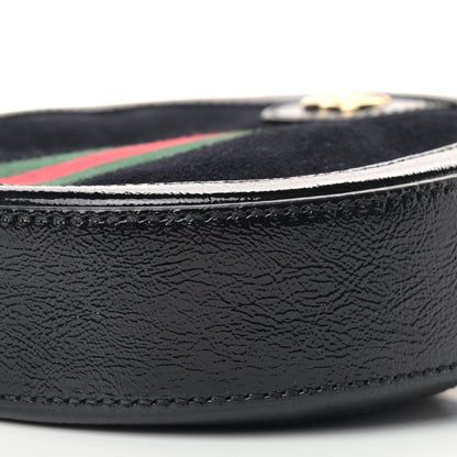 Gucci Suede Patent Web Mini Ophidia Round Shoulder Bag Black 9 of 11