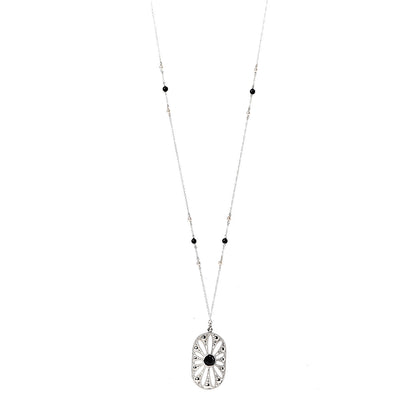 Tiffany Sterling Silver Black Onyx Pearl Ziegfeld Daisy Pendant Necklace 1 of 7