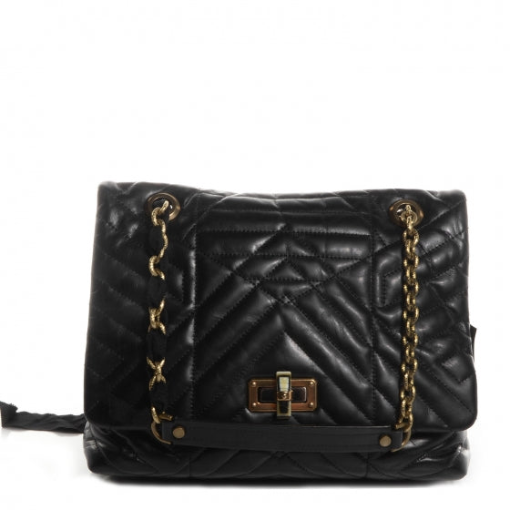 Quilted Calfskin Happy Medium Shoulder Bag Black