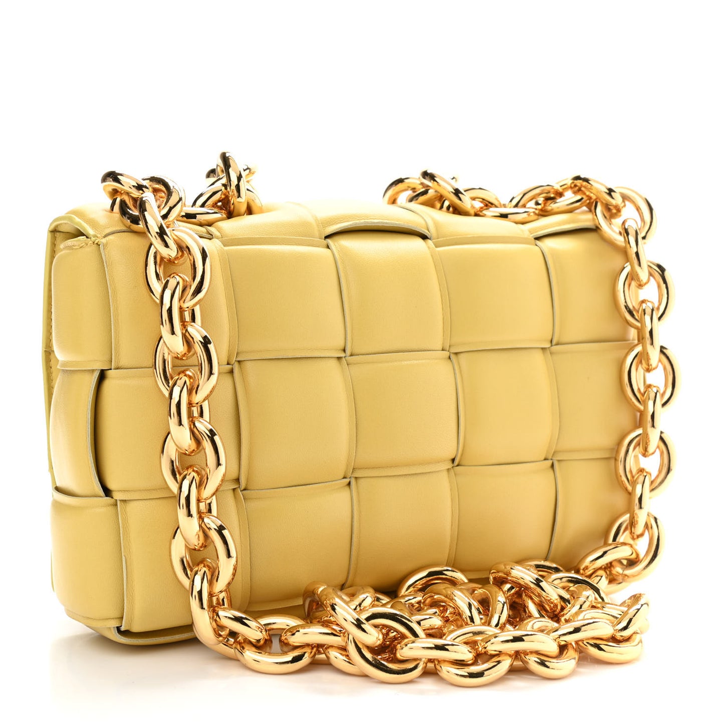 Lambskin Maxi Intreccio Padded Chain Cassette Crossbody Bag Corn