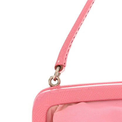 Prada Tessuto Nylon Saffiano Kisslock Shoulder Bag Rosa 14 of 17
