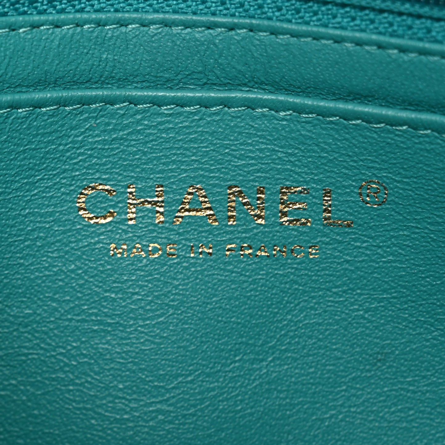 Caviar Quilted Mini Rectangular Flap Turquoise