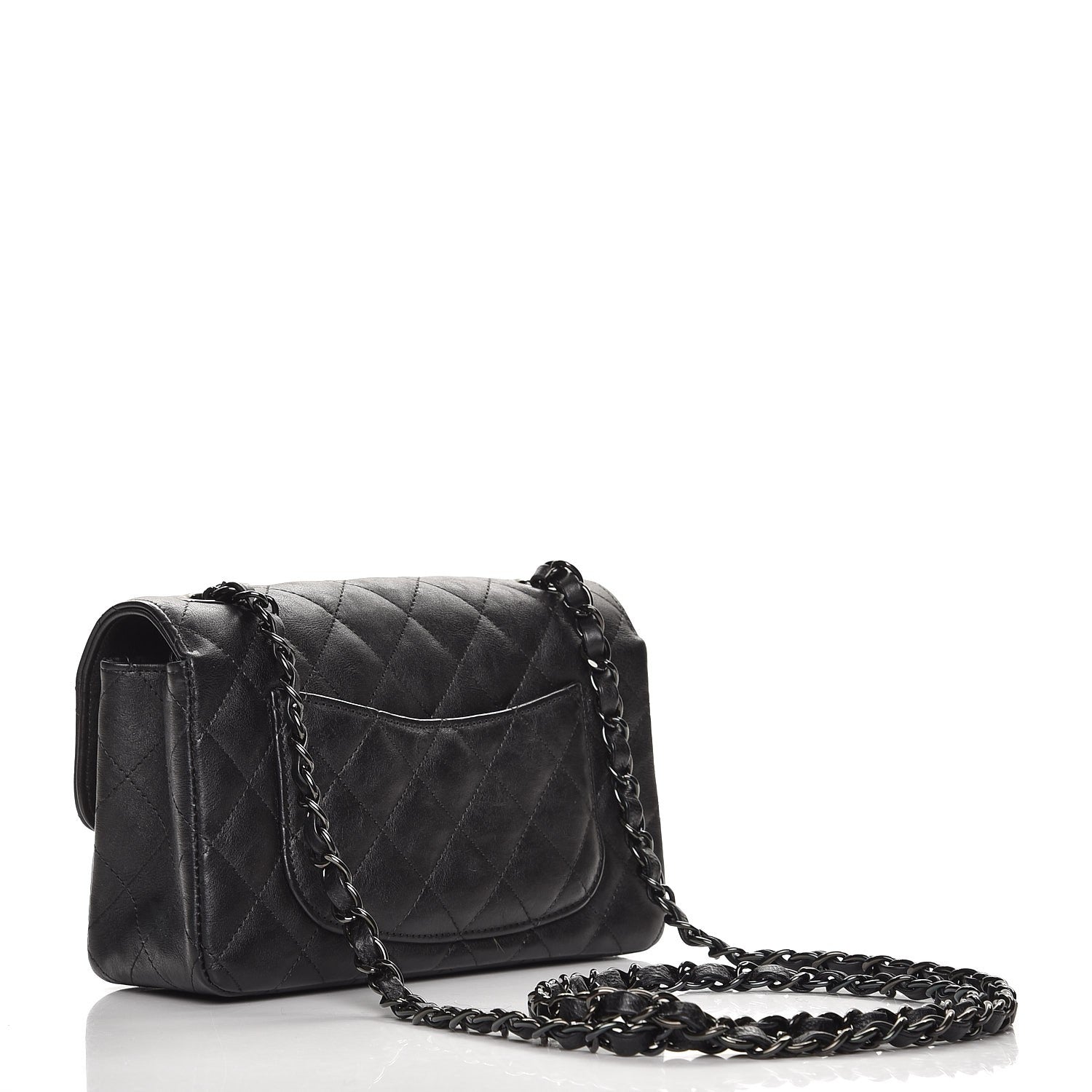 Chanel Crumpled Calfskin Quilted Mini Rectangular Flap So Black 3 of 7