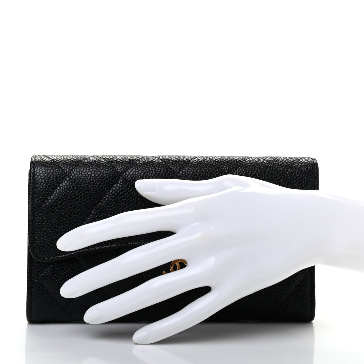 Chanel Caviar Quilted Long Flap Wallet Black 2 of 8
