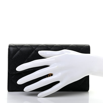 Chanel Caviar Quilted Long Flap Wallet Black 2 of 8