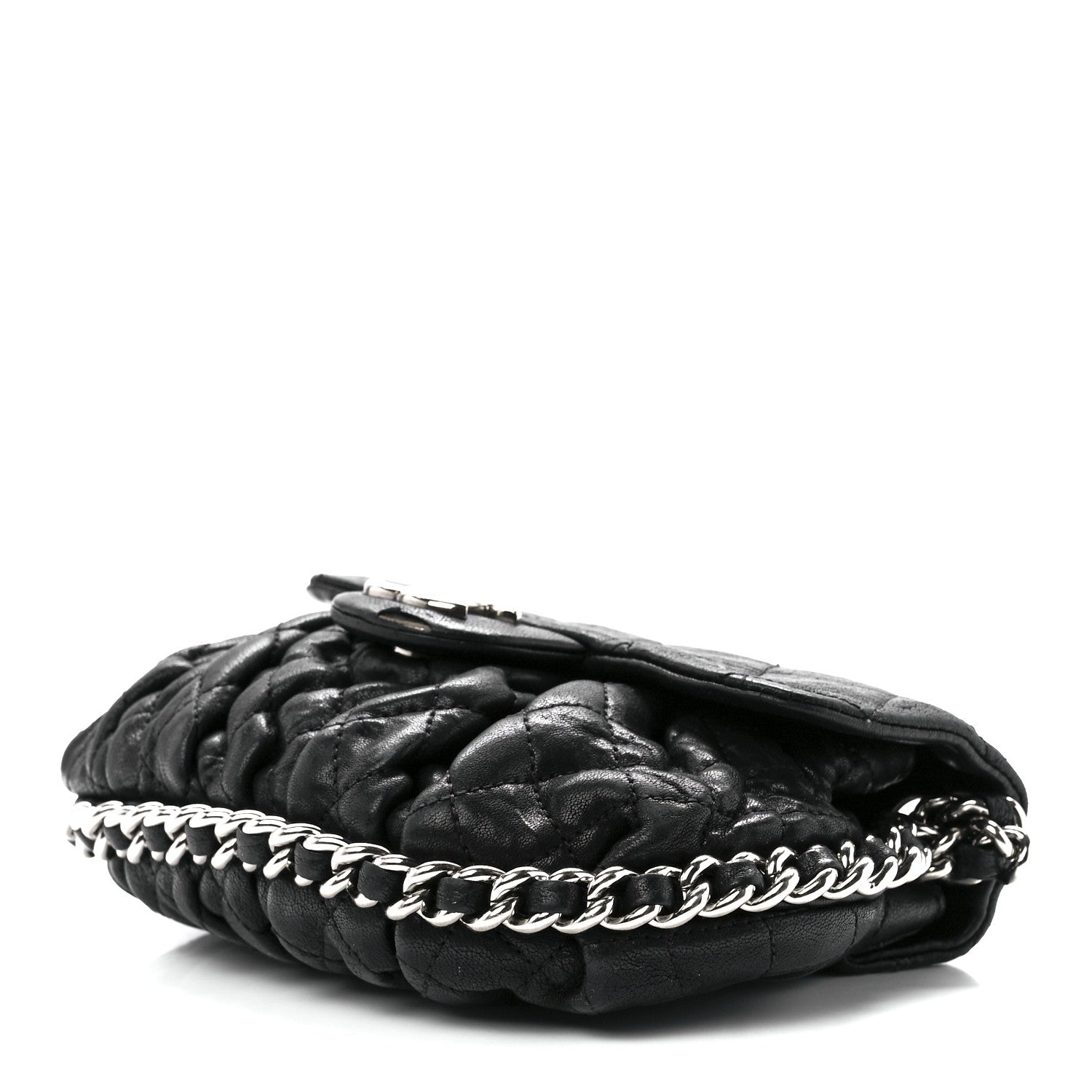 Chanel Metallic Washed Lambskin Quilted Mini Chain Around Flap Black 8 of 11