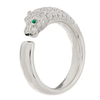 Cartier 18K White Gold Diamond Black Onyx Emerald Panthere De Cartier Ring 55 7.25 1 of 9