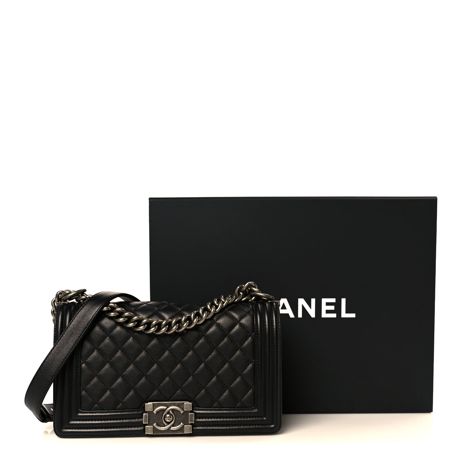 Chanel Calfskin Quilted Medium Boy Flap Black 11 of 11