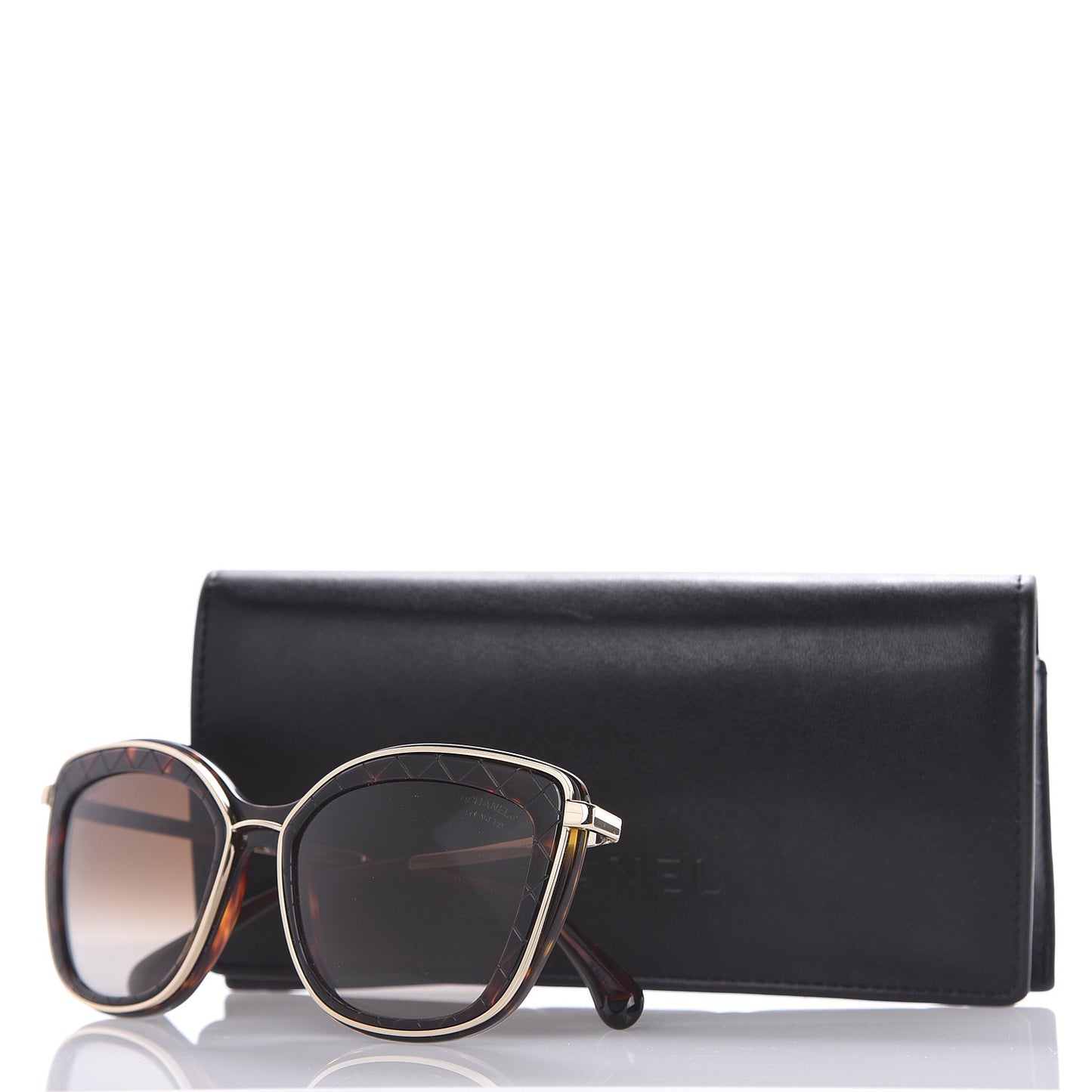 Acetate Quilted Metal Butterfly Sunglasses 4238 Dark Tortoise Gold