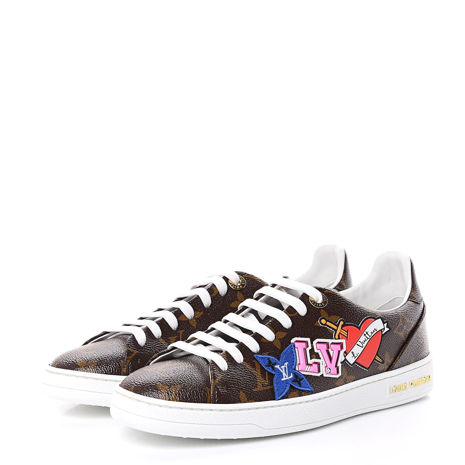 Louis Vuitton Calfskin Monogram LV Black Heart Sneakers 37 Cacao 3 of 9