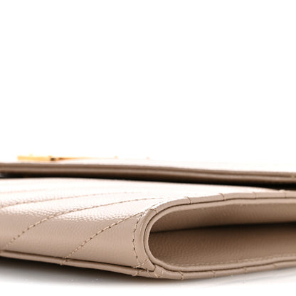 Saint Laurent Grain De Poudre Matelasse Chevron Monogram Envelope Clutch Dark Beige 10 of 12