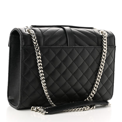 Saint Laurent Grain De Poudre Textured Mixed Matelasse Triquilt Medium Monogram Satchel Black 3 of 12