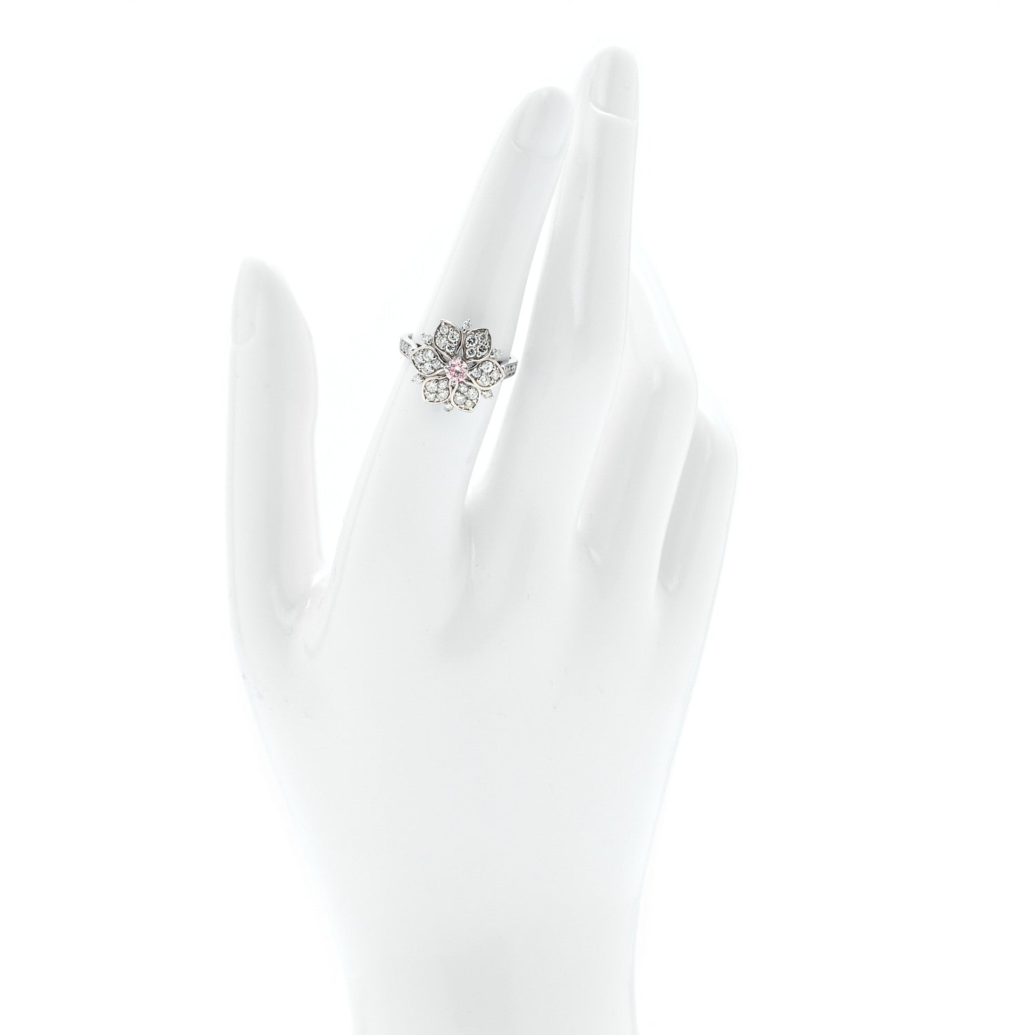 Parker & West by FASHIONPHILE Platinum Diamond Pink Diamond .19ctw Flower Ring  53 6.25 2 of 9