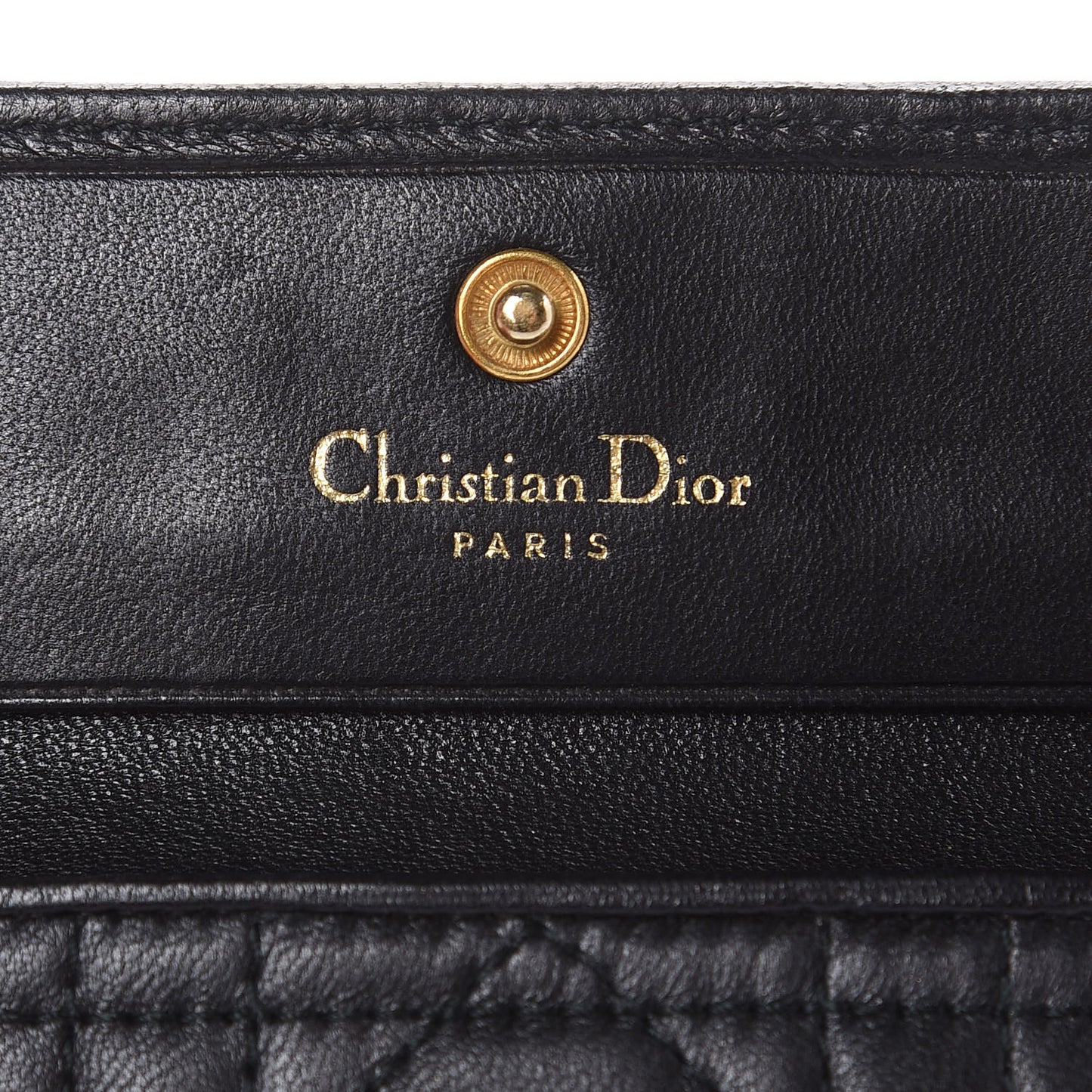 Lambskin Cannage Lady Dior Flap Card Holder Black