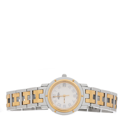 Hermes Stainless Steel Mother of Pearl 24mm Clipper Quartz Watch Gold 2 of 5
