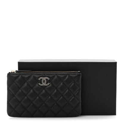 Chanel Shiny Caviar Quilted Strass CC Cosmetic Case Black 9 of 9