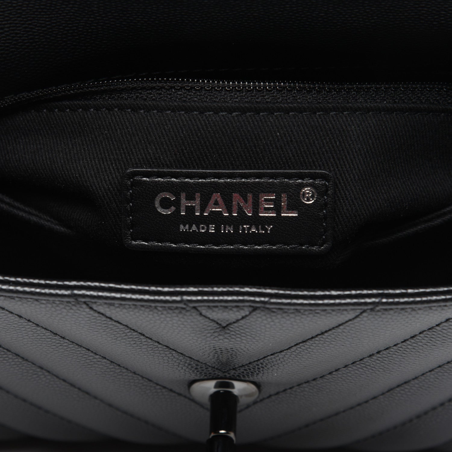 Chanel Caviar Chevron Quilted Mini Coco Handle Flap So Black 8 of 14