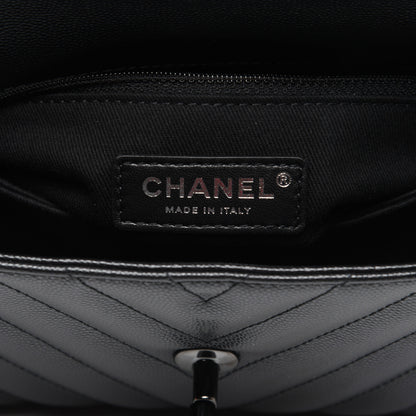 Chanel Caviar Chevron Quilted Mini Coco Handle Flap So Black 8 of 14