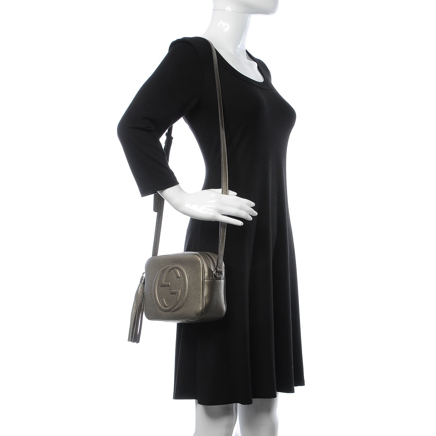 Gucci Metallic Pebbled Calfskin Small Soho Disco Bag Sasso 2 of 7