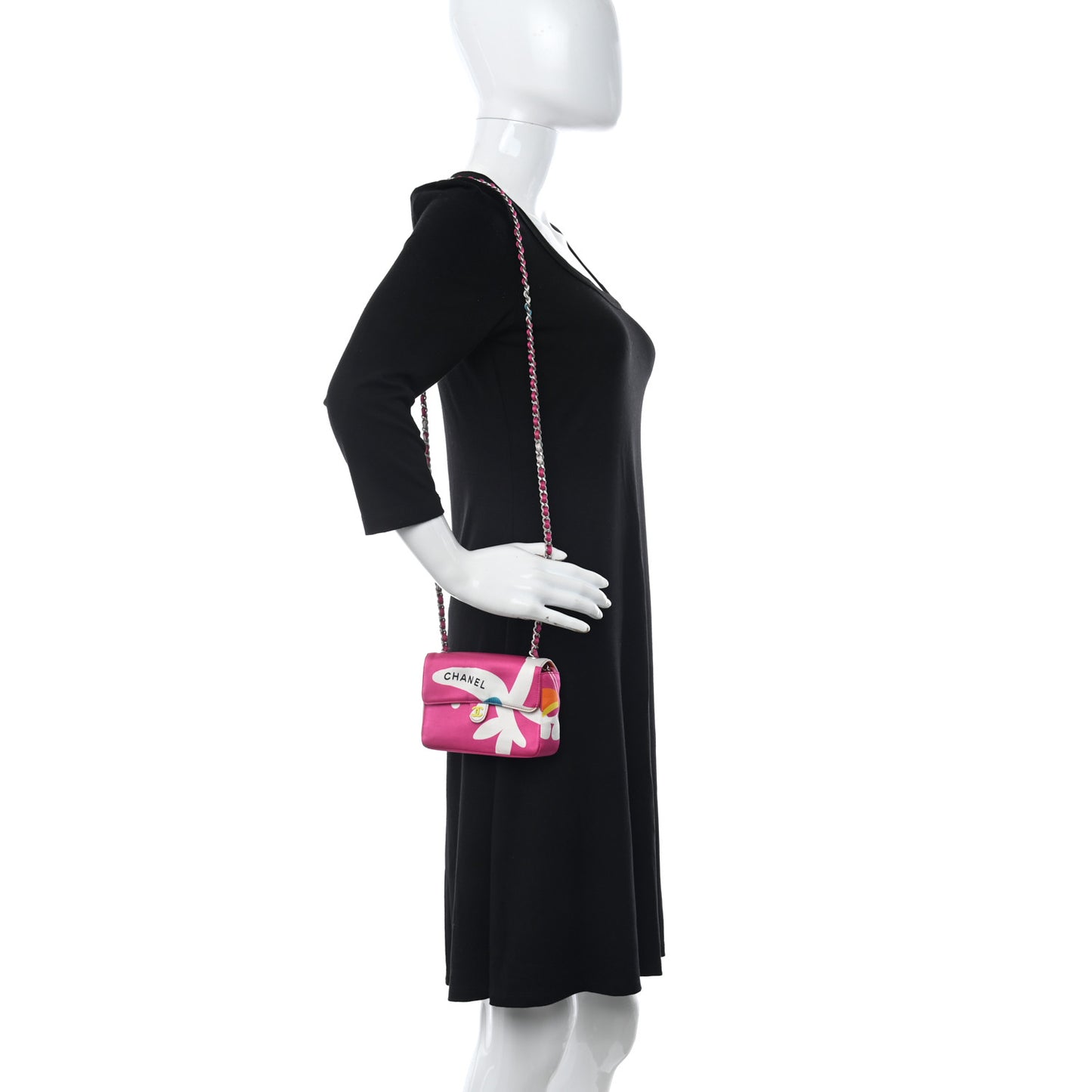 Satin Mini Convertible Flap Pink Multicolor