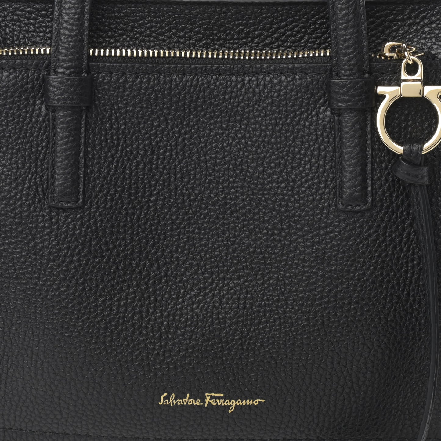 Hammered Calfskin Double Handle Small Amy Tote Black