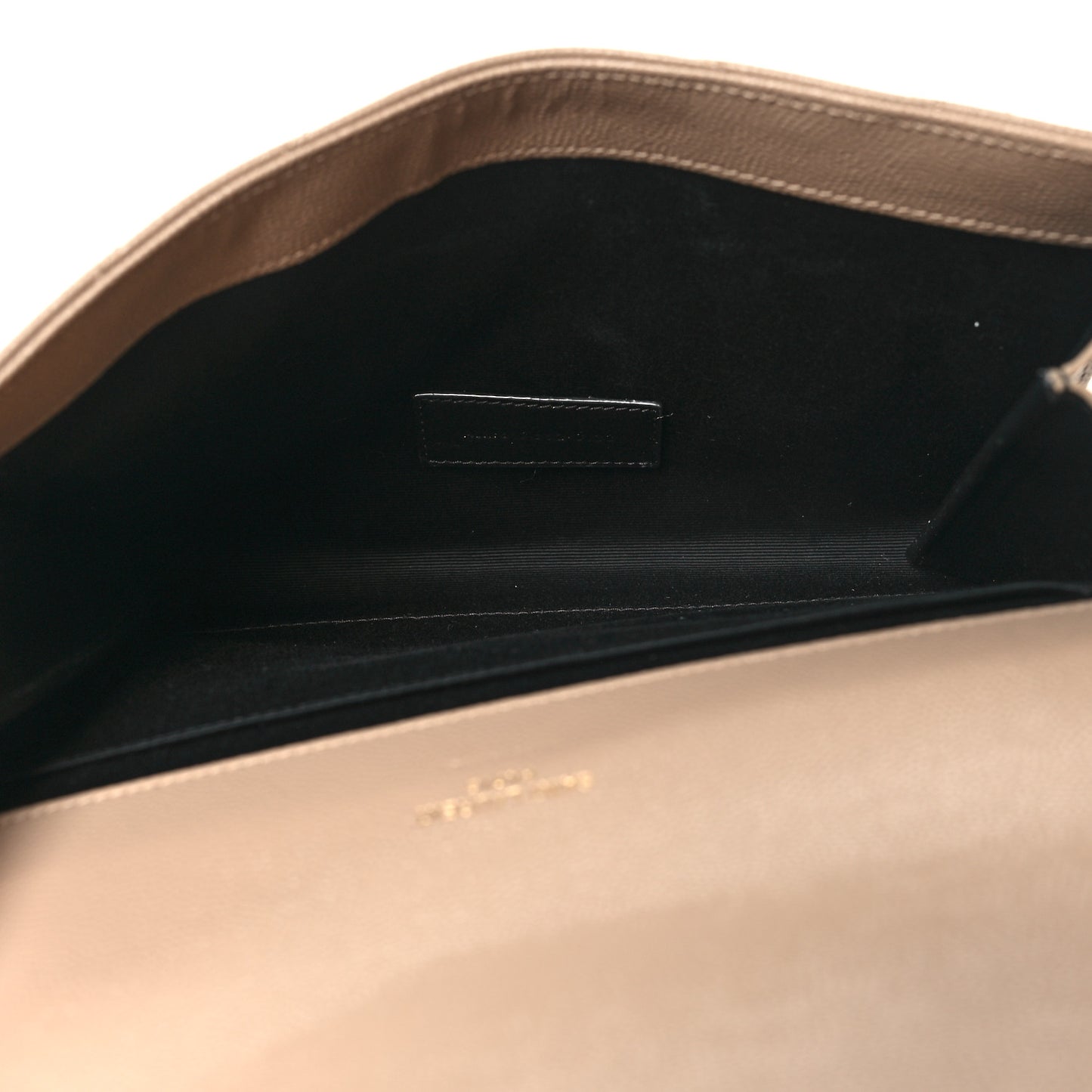 Grain De Poudre Matelasse Chevron Monogram Envelope Clutch Dark Beige