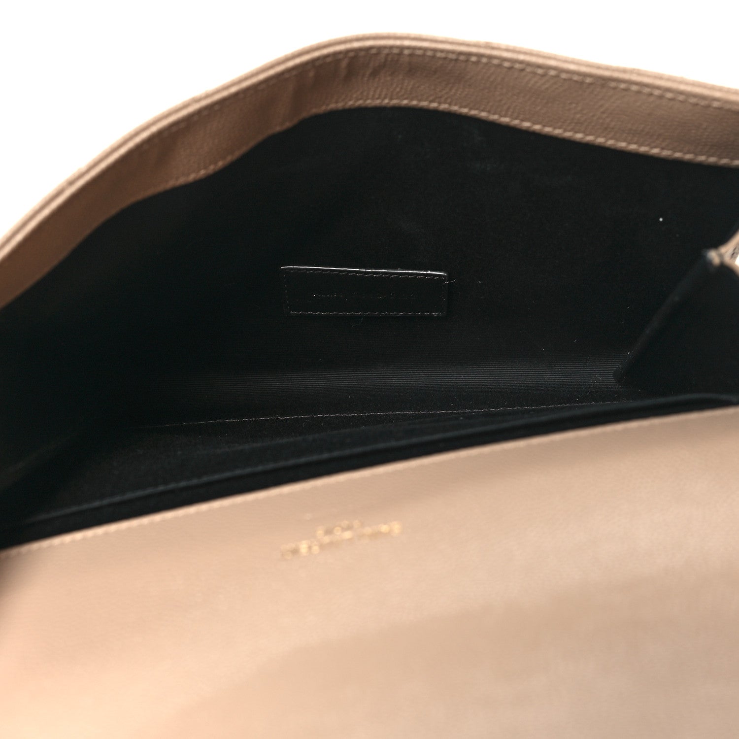 Saint Laurent Grain De Poudre Matelasse Chevron Monogram Envelope Clutch Dark Beige 5 of 11