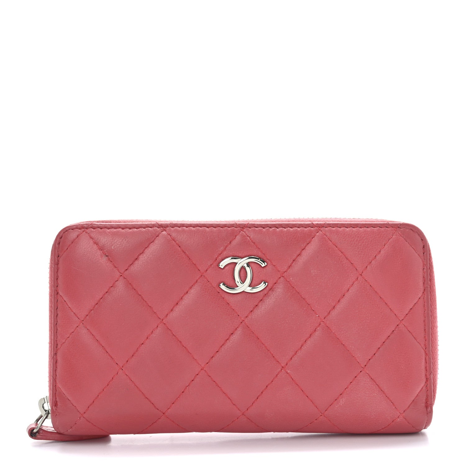 Chanel Lambskin Quilted Small Zip Around Wallet Pink 1 of 8
